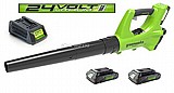 מפוח נטען greenworks גרין וורקס 24V+ שתי סוללות 2A+ מטען מהיר מפוח נטען greenworks גרין וורקס 24V+ שתי סוללות 2A+ מטען מהיר
