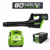 מפוח עלים נטען greenworks גרין וורקס 80V + סוללה 2A + מטען מהיר מפוח עלים נטען greenworks גרין וורקס 80V + סוללה 2A + מטען מהיר