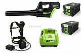 מפוח עלים נטען greenworks גרין וורקס 80V + שתי סוללות 4A + מטען מהיר+ וסט נשיאה מפוח עלים נטען greenworks גרין וורקס 80V + שתי סוללות 4A + מטען מהיר+ וסט נשיאה